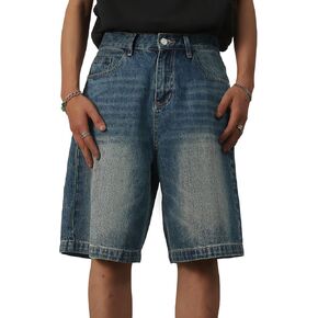 EMMIOL Mens Baggy Jean Shorts Loose Fit Denim Shorts Men Summer Casual Jorts Y2k Hip Hop Short Jeans Streetwear Clothes