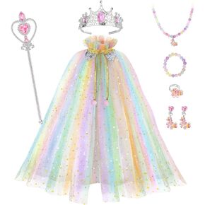 Princess Dress Up for Girls 3 4 5 6 7 8 ، لعب الملابس الصغيرة مع الرأس والتاج والوجود والمجوهرات ولعب أزياء الأطفال للهدية عيد ميلاد