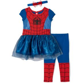 Marvel Avengers Captain America Spider-Man Girls Cosplay Dress Leggings و Beadband Newborn to Toddler