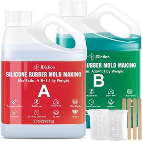 JDICTION SILICONE MOULL MATING ، 160 أوقية سائل سائل سوبر مرنة لصنع القالب مع معجون الصباغ ، مطاط سريع للسيليكون فليكس لالتقاط قوالب الراتنج وقوالب التفاصيل (10 أ)
