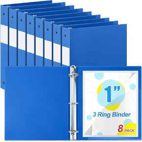 12 pcs 1 inch 3 binder binder plinder مرنة مرنة الحجم الحجم الحجم 8.5 '× 11' 'يحمل ما يصل إلى 225 ورقة مع 1 جيوب متعددة الموثق لمكتب المدرسة (رمادي)