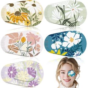 Geiserailie 50 Pcs Disposable Eye Patches for Adults with 5 Styles Vintage Boho Flower Designs Gentle Removal Eyepatches Adhesive Eyepatches for Lazy Eye Women Girl Gift, Sage Green