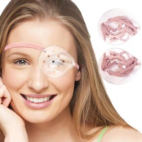 AMZVIO 2pcs Eye Shield After Cataract Surgery,Plastic Eye Patch for Cataract Surgery Breathable Clear Hard Shields Protective Cover for Adults Sleeping with Elastic Strap (Pink)