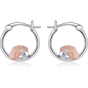 Cute Hedgehog Earrings 925 Sterling Silver Hedgehog Hoop Earrings Animal Hedgehog Jewelry Valentines Gifts for Women