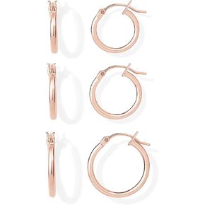PAVOI 18K Gold Plated Sterling Silver Posts Small Hoop Earrings for Women - Trendy Geometric Plain Chunky Huggie Earscape Piercing Pack - Everyday Gold Hoop Earrings Set