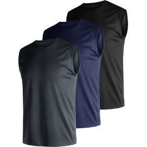 Mens 3 Pack Quick Dry Tank Tops, Moisture Wicking, Mesh Lightweight T-Shirts, Athletic Weightlifting Sleeveless