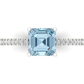 2.7 CT Cushion Cut Natural Aquamarine 18K Gold Gold Solitaire مع لهجات الوعد بمشاركة الزفاف
