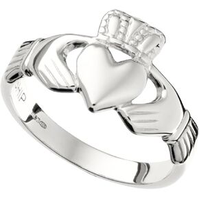 GALWAY Ladies Claddagh Heart Ring for Women - Hypoallergenic Friendship Accessory, Durable Rhodium-Plated Irish Jewelry Made in 925 Sterling Silver, Birthdays, Anniversaries, or Christmas for Her