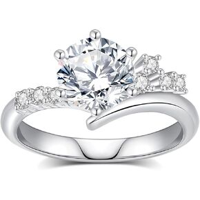 حلقات خطبة مويسانيت للنساء ، د ، Color VVS1 Round Cut Ring Moissanite Ring 925 Sterling Silver Promings لها