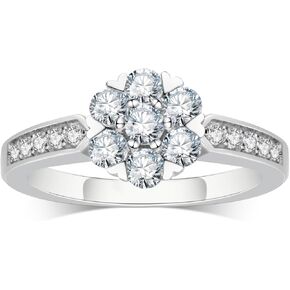 حلقات Moissanite للنساء ، D Color VVS1 ، خواتم خطبة الزهرة ، الفضة المغطاة بنسبة 18 قيراطًا من الذهب الأبيض مويسانيت ، خواتم الذكرى السنوية للنساء ،