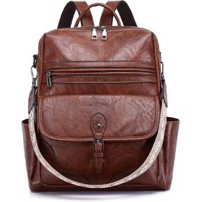 Backpack Purse for Women Leather Backpack Ladies Fashion Handbag Designer Shoulder Bag Small Travel Bag Brown