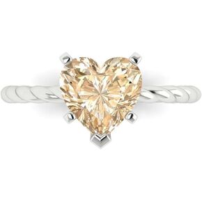 2 CT القلب قطع مورغانيت الطبيعية 14K الذهب الأبيض solitaire المشاركة الزفاف