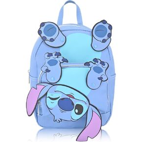 Disney Lilo and Stitch Backpack for Women, Men, Boys, Girls, Unisex | Cute PU Leather 10" Stitch Mini Backpack Purse Shoulder Purse with Movable Arms and Feet | Stitch Bag and Stitch Accessories