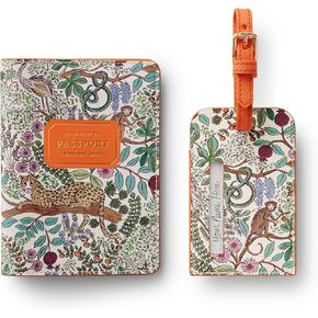 RIFLE PAPER CO. Passport Holder & Luggage Tag Set | Travel Accessory, Card and Passport Anti Theft Wallet and Bag Tags, for Backpack, or Carry-On, Safari