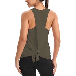 Mippo Workout Tops for Women Open Back Shirts Athletic Gym Clothes Sleeveless Tank Tops Loose Fit