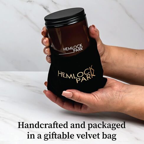 Hemlock Park Clackling Wood Wick Candle المصنوع يدويًا بشمع جوز الهند الطبيعي (8 أونصة ، بالو سانتو) in Kuwait