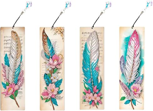 Diamond Art Bookmarks 4pcs: Acrylic Diamond Painting Bookmarks Kits for Women - Spring Flower Butterfly DIY Diamond Dotz Bookmarks - Adults Small Craft Book Marks Kit Beginner in Saudi Arabia