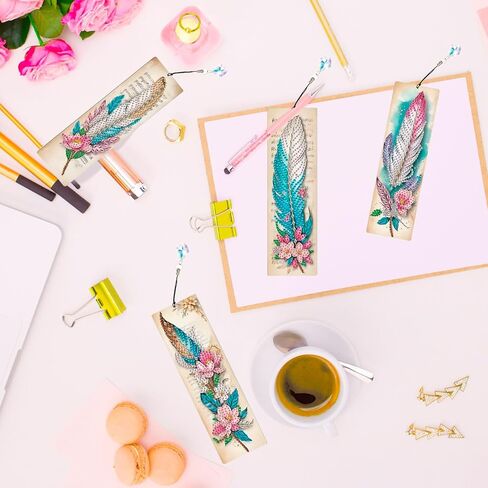 Diamond Art Bookmarks 4pcs: Acrylic Diamond Painting Bookmarks Kits for Women - Spring Flower Butterfly DIY Diamond Dotz Bookmarks - Adults Small Craft Book Marks Kit Beginner in Saudi Arabia