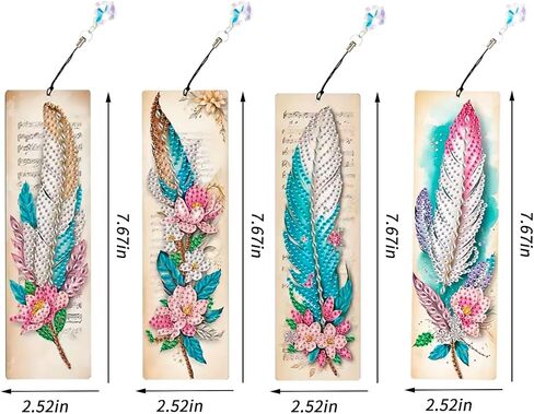Diamond Art Bookmarks 4pcs: Acrylic Diamond Painting Bookmarks Kits for Women - Spring Flower Butterfly DIY Diamond Dotz Bookmarks - Adults Small Craft Book Marks Kit Beginner in Saudi Arabia