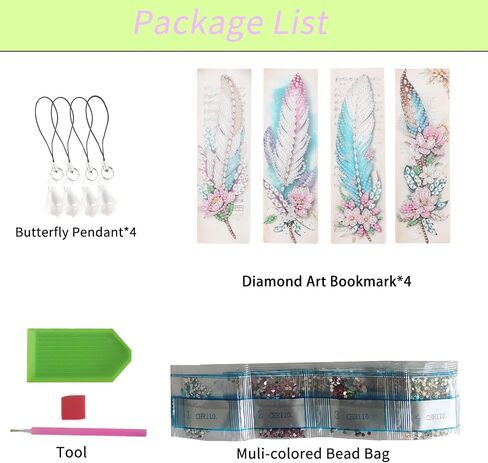 Diamond Art Bookmarks 4pcs: Acrylic Diamond Painting Bookmarks Kits for Women - Spring Flower Butterfly DIY Diamond Dotz Bookmarks - Adults Small Craft Book Marks Kit Beginner in Saudi Arabia