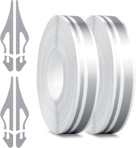 2 Rolls of Car Pinstripe Tapes, Silver Pinstripe Body Sticker, Vinyl Thin Car Stripe Pinstripe Tape, for Motorcycle, Car, Racing DIY Body Sticker Tape (Silver) in Saudi Arabia