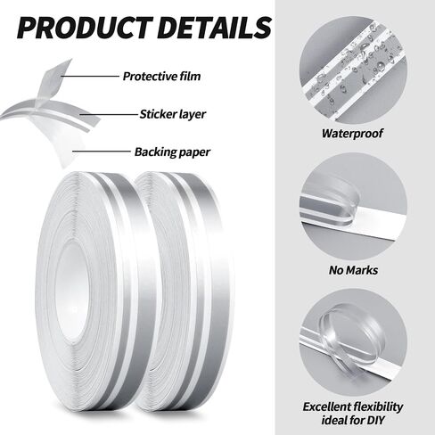 2 Rolls of Car Pinstripe Tapes, Silver Pinstripe Body Sticker, Vinyl Thin Car Stripe Pinstripe Tape, for Motorcycle, Car, Racing DIY Body Sticker Tape (Silver) in Saudi Arabia