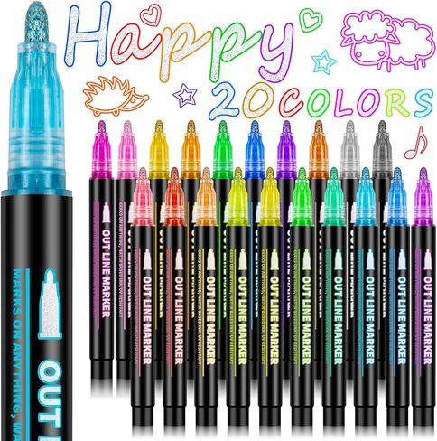 Sofier Glitter Markers 12 Colors Glitter Gel Pens Coloring Markers for Adults Metallic Paint Pens for Crafts Greeting Cards Poster Art Supplies Christmas Stocking Stuffers Gifts in Kuwait