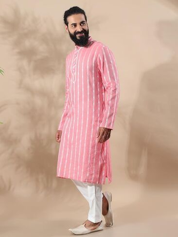 Filori Studio - Men Jacquard Woven Design with Lace الذي يوضح Kurta Long Kurta (Kurta فقط) in Kuwait