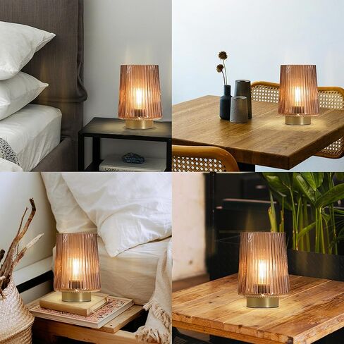Battery Operated Lamp with Timer, Table Lamps for Bedroom, Cordless Battery Powered Lamp with LED Bulb, Decorative Beside Lamp for Living Room Bathroom Shelf Amber2Pack in Kuwait