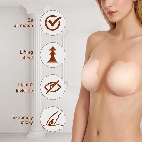 Zacca Sticky Bra for Women, Adhesive Bra Push Up Invisible Breast Lift Pads for Backless Strapless Wedding Dress in Saudi Arabia