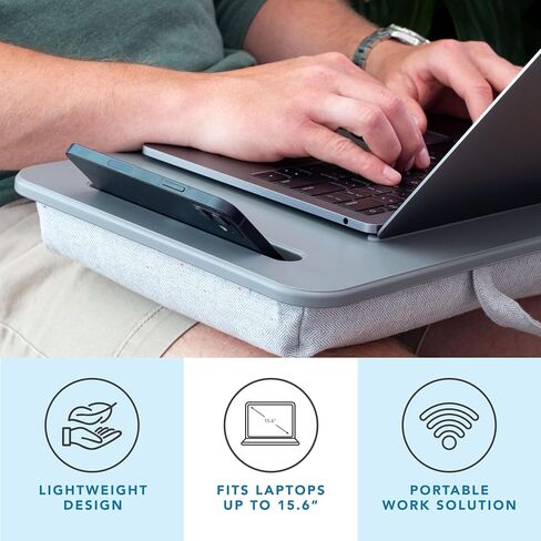 LAPGEAR Sidekick Pro Lap Desk with Device Ledge, Anti-Slip Strip and Phone Holder - Fits up to 15.6 Inch Laptops - Black - Style No. 44718 in Saudi Arabia
