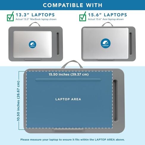 LAPGEAR Sidekick Pro Lap Desk with Device Ledge, Anti-Slip Strip and Phone Holder - Fits up to 15.6 Inch Laptops - Black - Style No. 44718 in Saudi Arabia