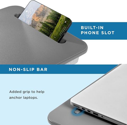 LAPGEAR Sidekick Pro Lap Desk with Device Ledge, Anti-Slip Strip and Phone Holder - Fits up to 15.6 Inch Laptops - Black - Style No. 44718 in Saudi Arabia