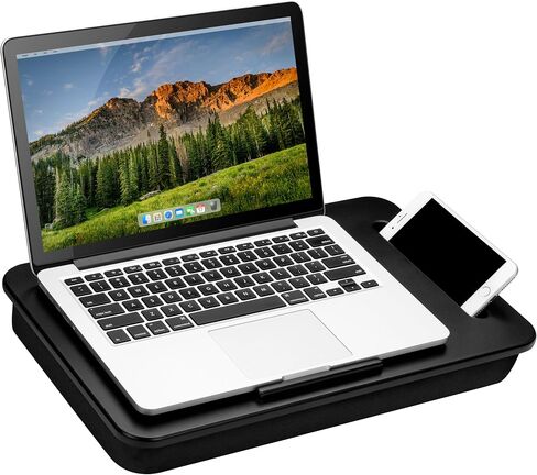 LAPGEAR Sidekick Pro Lap Desk with Device Ledge, Anti-Slip Strip and Phone Holder - Fits up to 15.6 Inch Laptops - Black - Style No. 44718 in Saudi Arabia