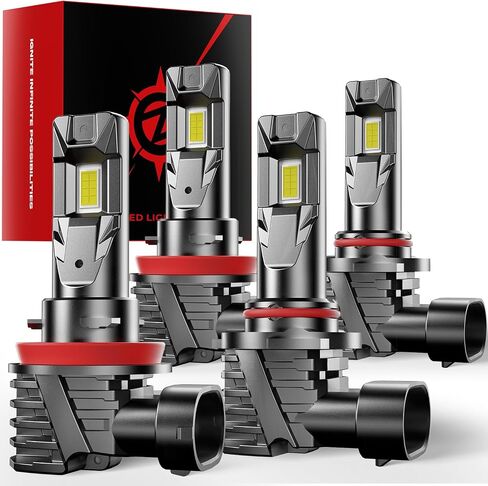 [2025 ترقية] مصابيح H11 ، [أحدث وألمع] 24000LM 800 ٪ سطوع حقيقي 1: 1 تصميم حجم صغير ، مصابيح الضباب H8/H9 6000K أبيض بارد ， حزمة 2 من 2 in Kuwait