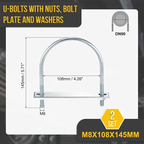 M10x27x54mm u bolts kit - 4set - مجموعة من الصلب الكربوني U -bolt مع المكسرات ، الغسالات ، لوحة الإطار - جيدة للأنابيب DN15 ، مقطورة ، السيارات ، قفل نابض الأوراق in Kuwait