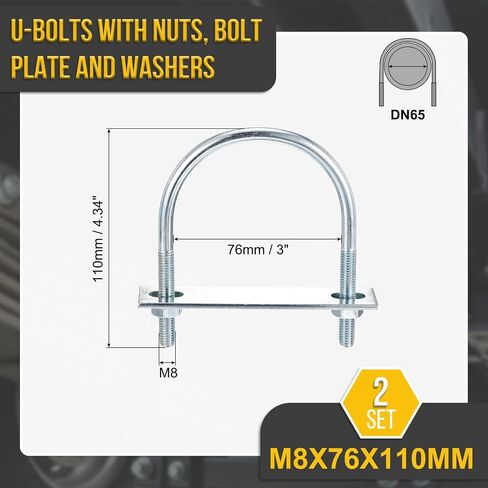 M10x27x54mm u bolts kit - 4set - مجموعة من الصلب الكربوني U -bolt مع المكسرات ، الغسالات ، لوحة الإطار - جيدة للأنابيب DN15 ، مقطورة ، السيارات ، قفل نابض الأوراق in Kuwait