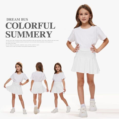 DREAM BUS Girl Pleated Skirts Built in Shorts Little Kid Tennis Skorts Toddler Girl Athletic Skorts Flowy Skirts in Saudi Arabia