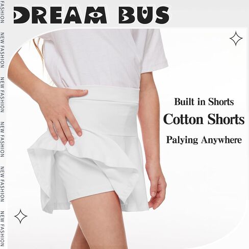 DREAM BUS Girl Pleated Skirts Built in Shorts Little Kid Tennis Skorts Toddler Girl Athletic Skorts Flowy Skirts in Saudi Arabia