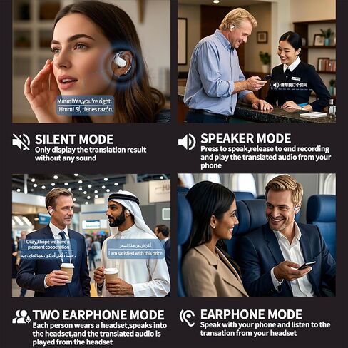 AI Language Translator Earbuds - 3-in-1 Real Time with 144 Languages & Accents Translation Device & Long Battery Life, Two-Way Simultaneous Translating，Ideal for Travel & Business, in Kuwait