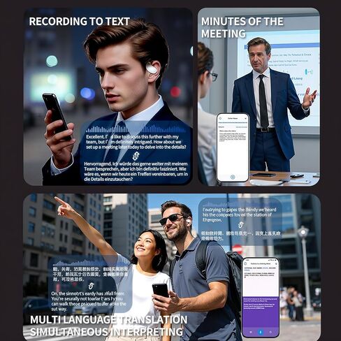 AI Language Translator Earbuds - 3-in-1 Real Time with 144 Languages & Accents Translation Device & Long Battery Life, Two-Way Simultaneous Translating，Ideal for Travel & Business, in Kuwait