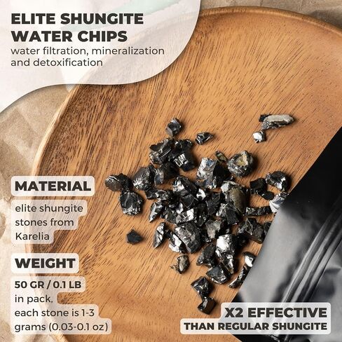 Elite Shungite Stones for Water Purification & Filtering 0.1 lb | 0.03-0.1 oz per Stone | Authentic Shungite Rocks from Karelia | Jewelry Making Noble Shungite | Alkaline Drinking Mineral REB5 in Kuwait