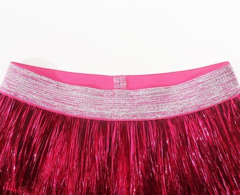 NOOMELFISH Girls Tinsel Fringe Skirt Sparkly Tassel Metallic Party Skirt (5-12 years) in Kuwait