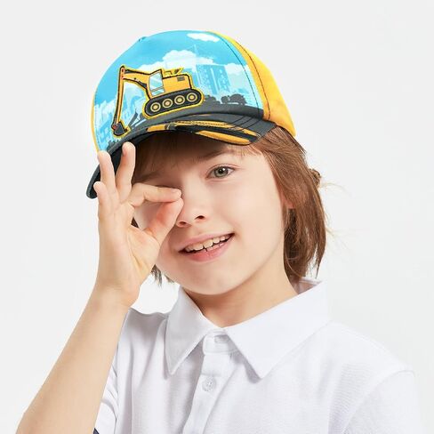 WAWSAM Kids Baseball Hat Toddler Boys Hat Toddler Trucker Hat Adjustable Snapback Cap for Boys 4-8 Years in Kuwait