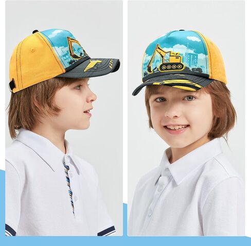 WAWSAM Kids Baseball Hat Toddler Boys Hat Toddler Trucker Hat Adjustable Snapback Cap for Boys 4-8 Years in Kuwait