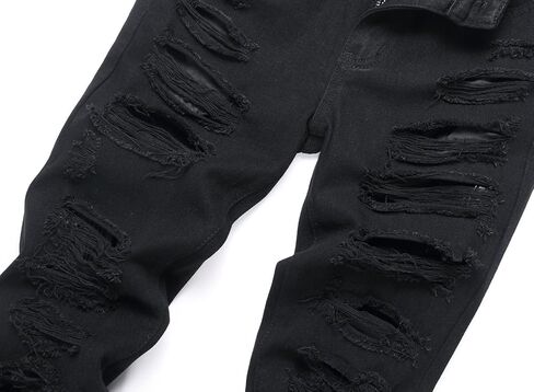 Boy's Ripped Jeans Stacked Destroyed Distressed Skinny Fit Fashion Comfy Denim Jeans Pants in Kuwait