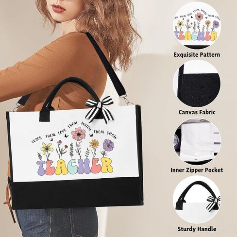 Teacher Appreciation Gifts, Best Teacher Gifts for Women, End of Year Teachers Gift from Student, Teachers Birthday Retirement Christmas Thank You Gift Baskets for Women, Canvas Tote Bag in Kuwait