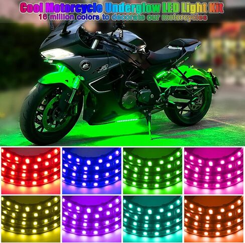10pcs دراجة نارية LED LED Underglow ، أشرطة RGB LED مصابيح دراجة نارية مقاومة للماء ، أضواء الدراجات النارية Underglow Kit مع التحكم في التطبيق لهارلي ديفيدسون هوندا كاواساكي سوزوكي in Kuwait