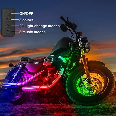 10pcs دراجة نارية LED LED Underglow ، أشرطة RGB LED مصابيح دراجة نارية مقاومة للماء ، أضواء الدراجات النارية Underglow Kit مع التحكم في التطبيق لهارلي ديفيدسون هوندا كاواساكي سوزوكي in Kuwait