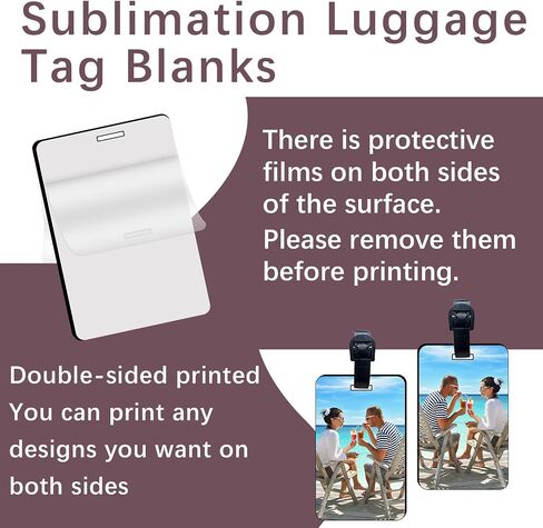 50 pcs Sublimation Luggage tag Blanks White Blank Travel Bag Tags with Strap Double Sided MDF Suitcase Label Tag with Slots Keychains Blanks Handmade DIY Crafting in Saudi Arabia